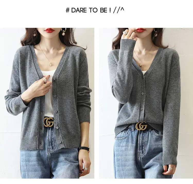 Green Knitted V-Neck Cardigan for Women — feature 20