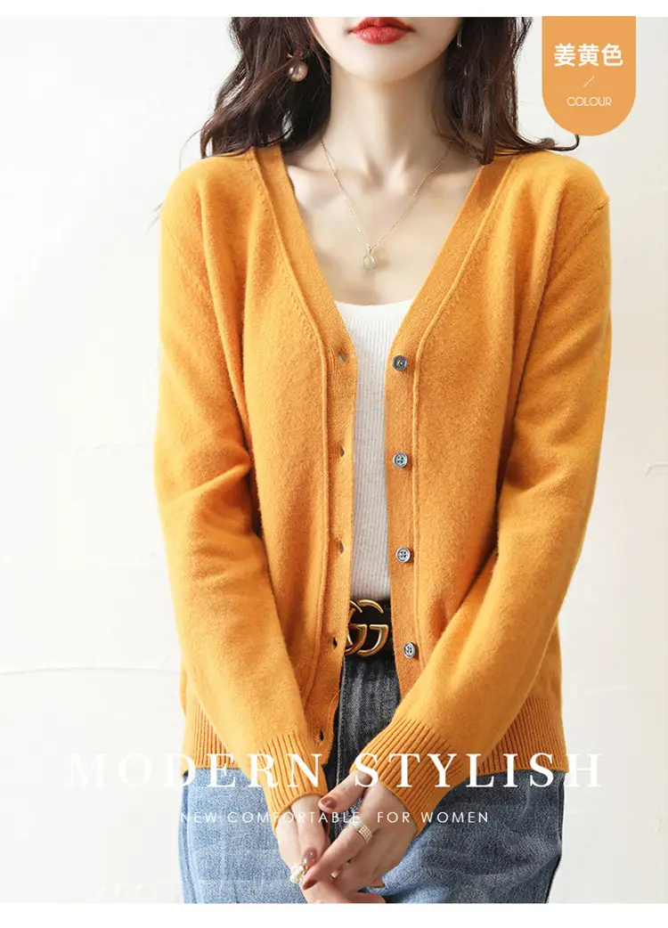 Green Knitted V-Neck Cardigan for Women — feature 22