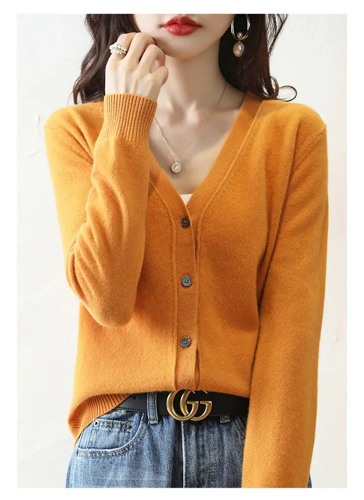Green Knitted V-Neck Cardigan for Women — feature 23