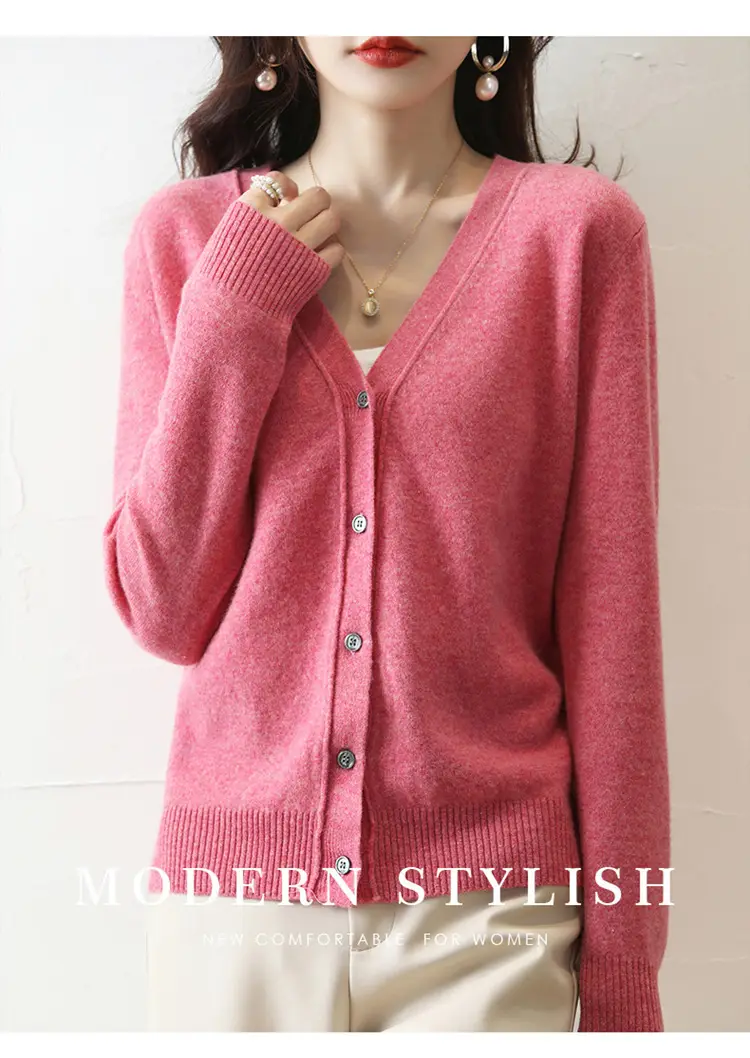 Green Knitted V-Neck Cardigan for Women — feature 24