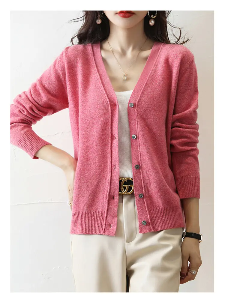 Green Knitted V-Neck Cardigan for Women — feature 25