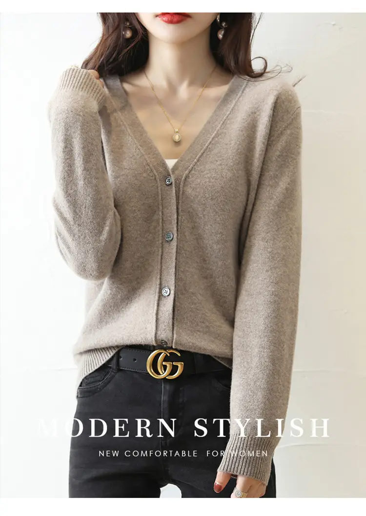 Green Knitted V-Neck Cardigan for Women — feature 26
