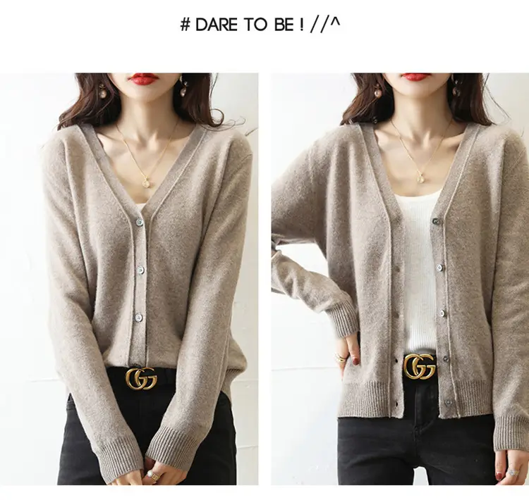 Green Knitted V-Neck Cardigan for Women — feature 27