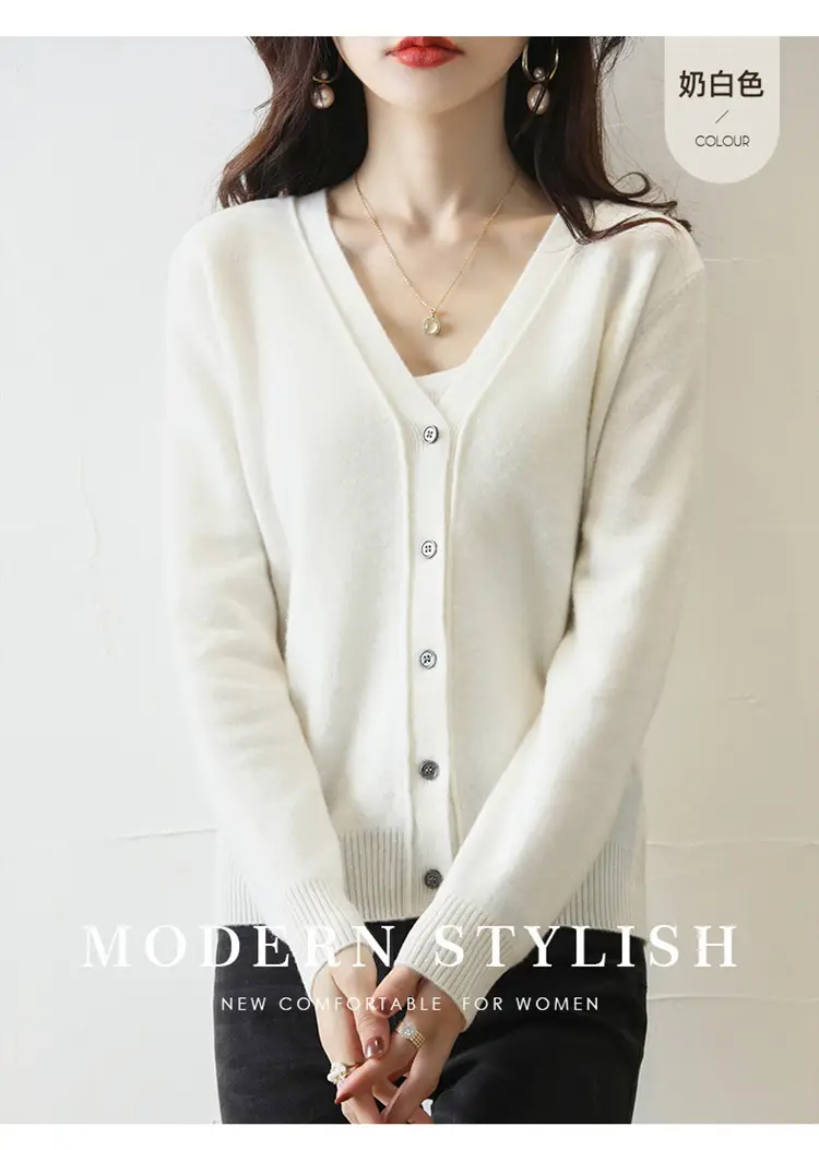 Green Knitted V-Neck Cardigan for Women — feature 28