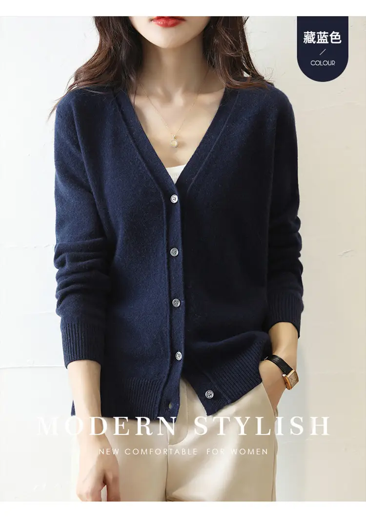 Green Knitted V-Neck Cardigan for Women — feature 29