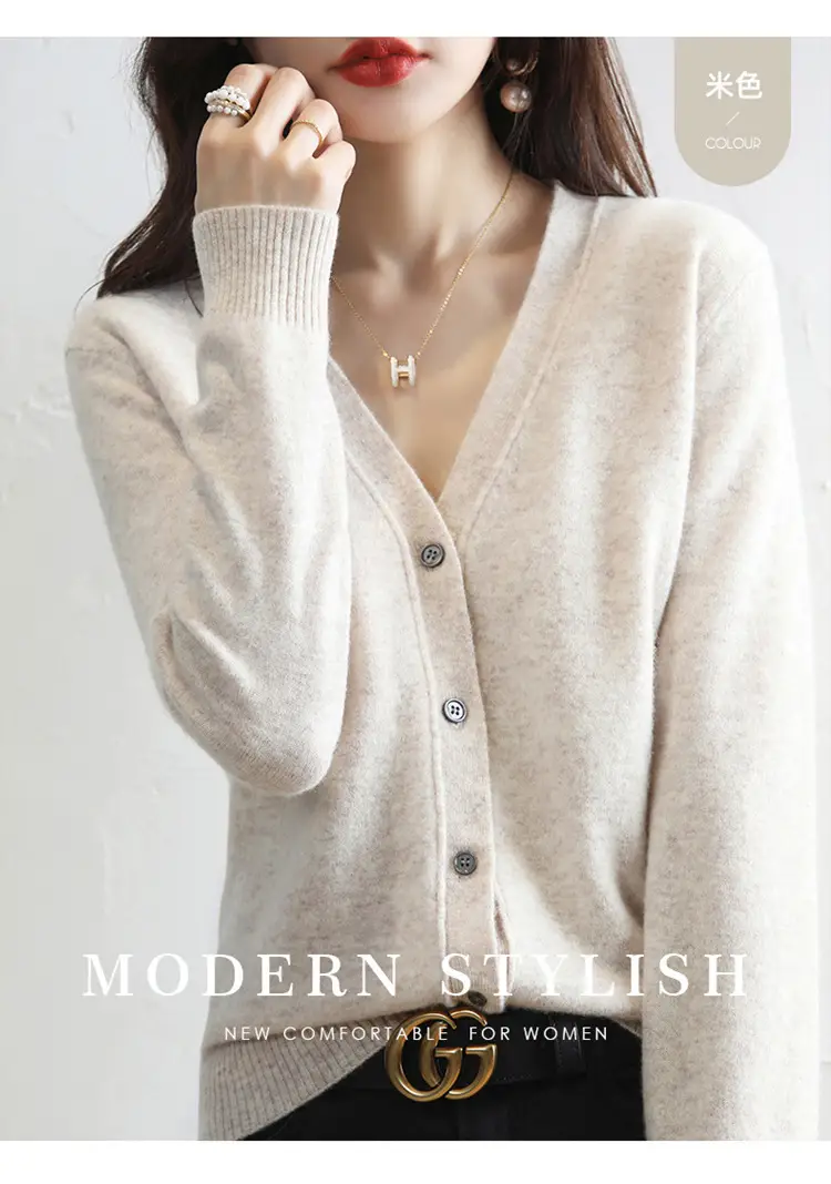 Green Knitted V-Neck Cardigan for Women — feature 30
