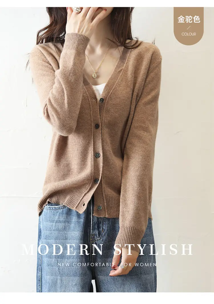 Green Knitted V-Neck Cardigan for Women — feature 32