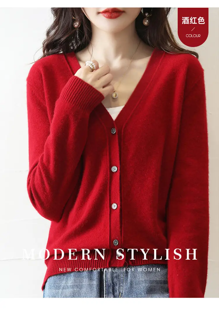 Green Knitted V-Neck Cardigan for Women — feature 33