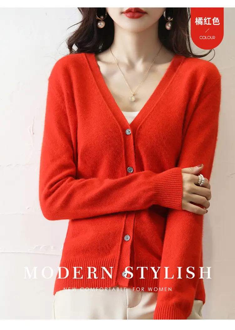 Green Knitted V-Neck Cardigan for Women — feature 35