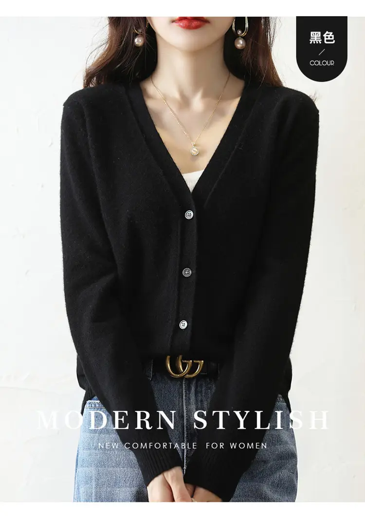 Green Knitted V-Neck Cardigan for Women — feature 37