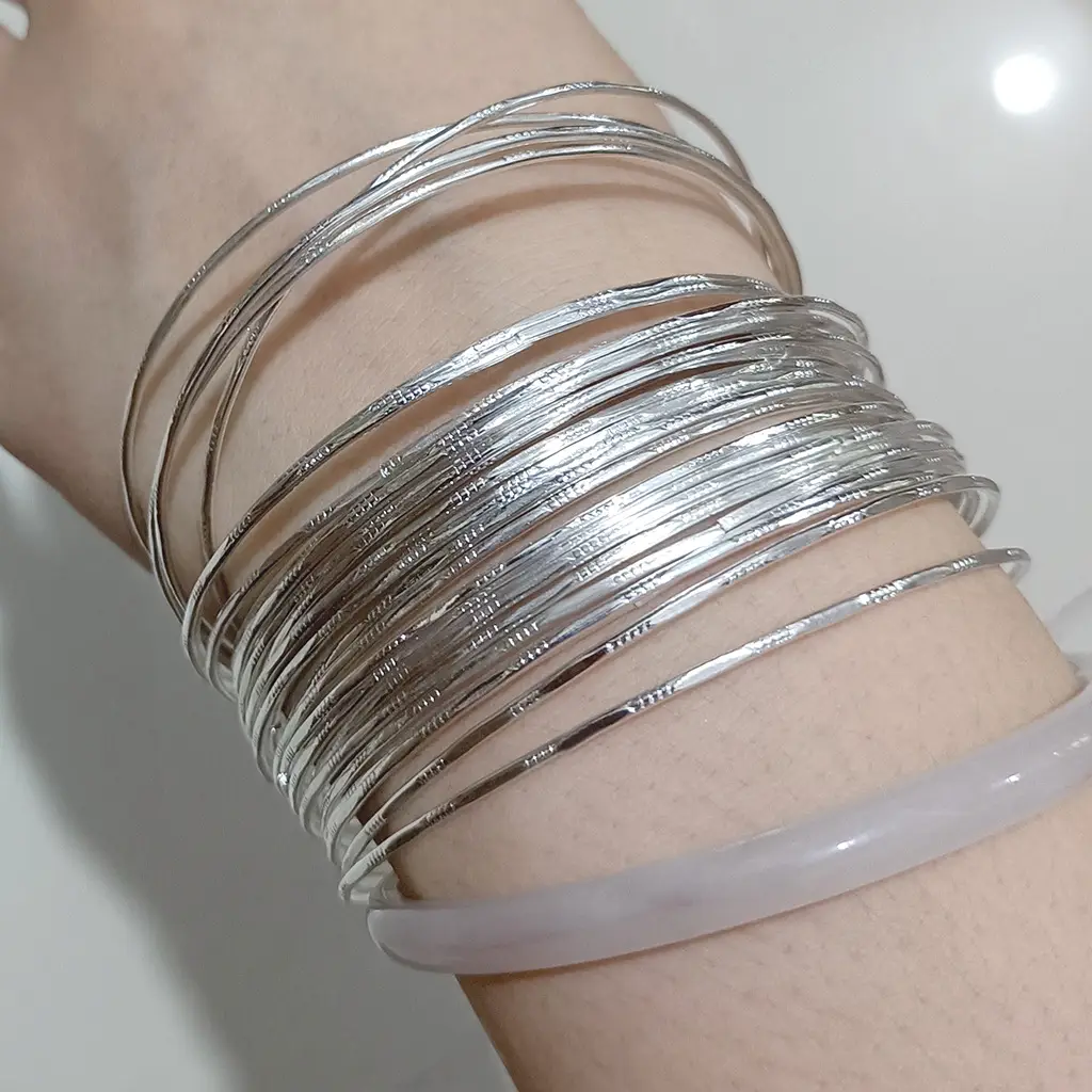 Silver Matte Carved Hand Ring Bracelet for Women - Image 4