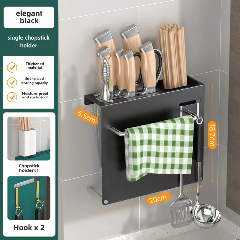 Stainless Steel Knife & Chopstick Rack Wall Mount - Image 3