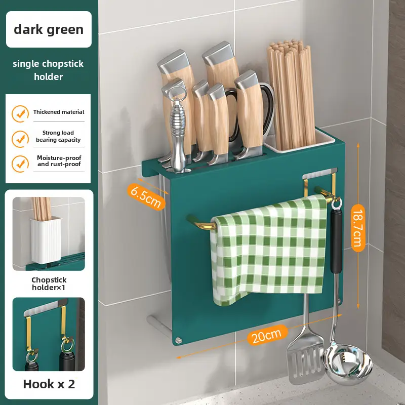 Stainless Steel Knife & Chopstick Rack Wall Mount - Image 5