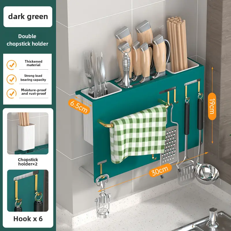 Stainless Steel Knife & Chopstick Rack Wall Mount - Image 6