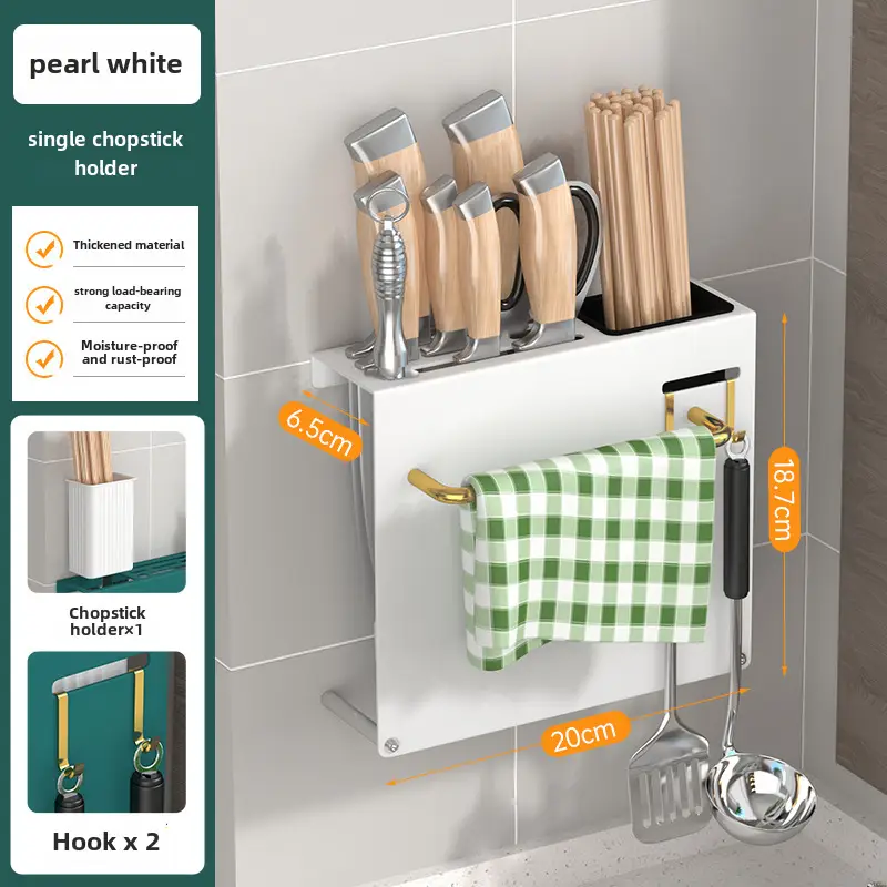 Stainless Steel Knife & Chopstick Rack Wall Mount - Image 7