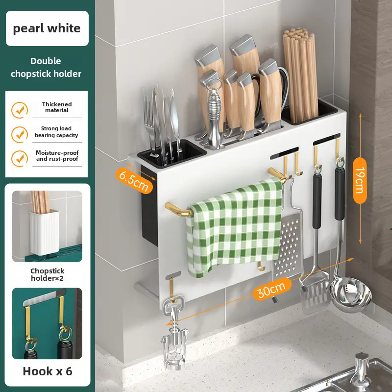 Stainless Steel Knife & Chopstick Rack Wall Mount - Image 8