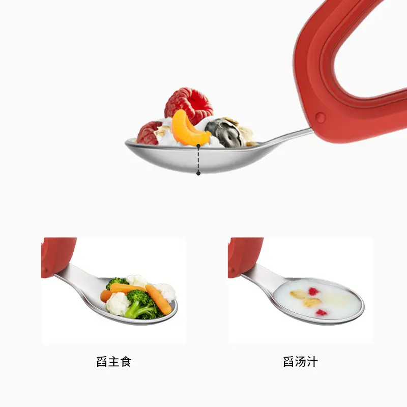 304 Stainless Steel Baby Spoon Fork with Silicone Handle