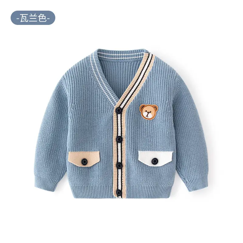 Korean Style Beige Knitted Baby Sweater for Kids - Image 2