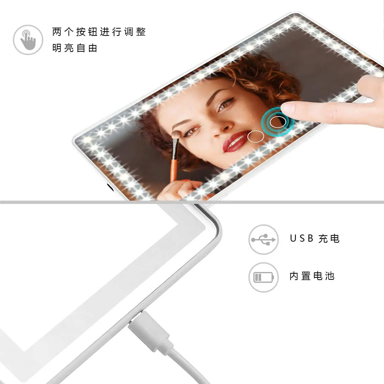 Car Vanity Mirror with LED Light for Smooth View