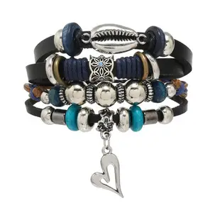 New Ethnic Multi-Beaded Feather Turquoise Glass Wings Leather Bracelet Cross-Border Hot Selling — feature 23