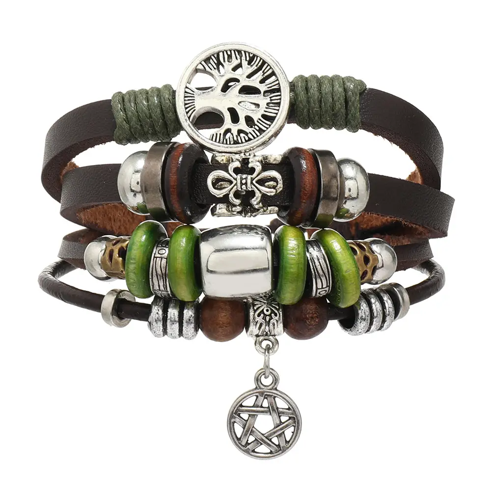 New Ethnic Multi-Beaded Feather Turquoise Glass Wings Leather Bracelet Cross-Border Hot Selling - Image 5
