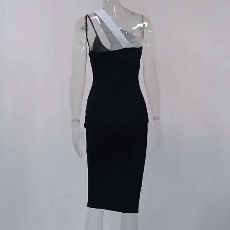 Hot Orange One-Shoulder Split Skirt Dress for Women - Image 2