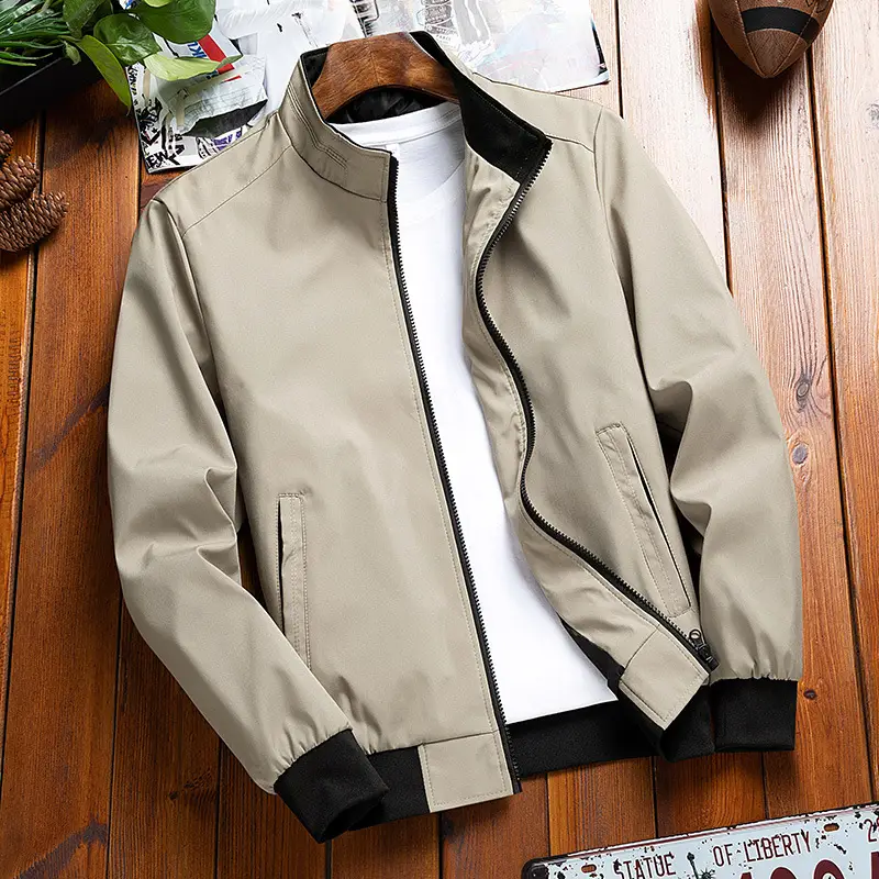 Men's Black Vertical Collar Jacket Solid Color - Image 8