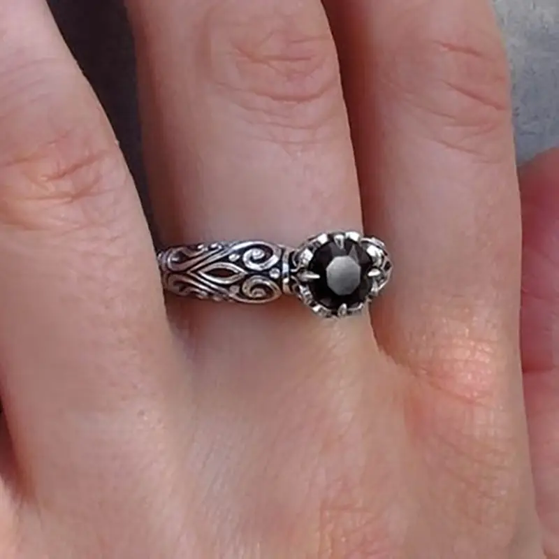 Huajie Silver White Zircon Floral Ring for Women - Image 4