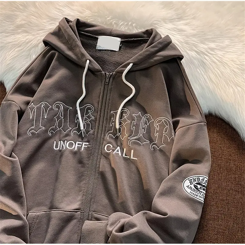 Women's White Unoff Hooded Sweatshirt with Retro Embroidery