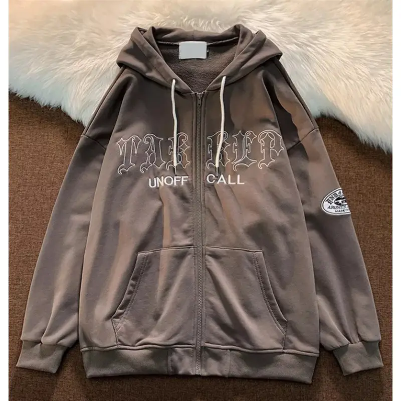 Women's White Unoff Hooded Sweatshirt with Retro Embroidery