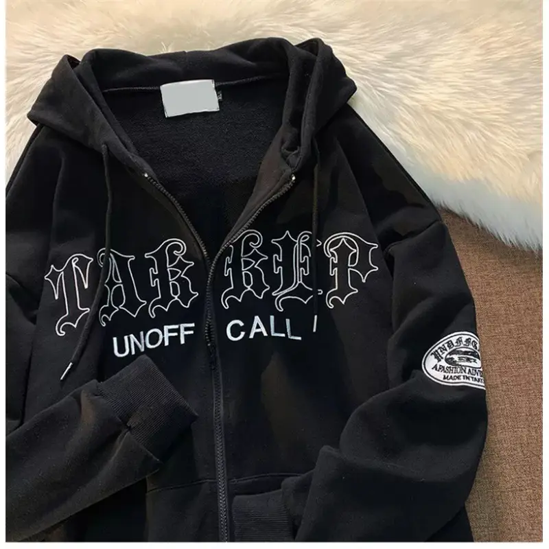 Women's White Unoff Hooded Sweatshirt with Retro Embroidery