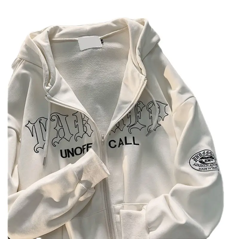 Women's White Unoff Hooded Sweatshirt with Retro Embroidery