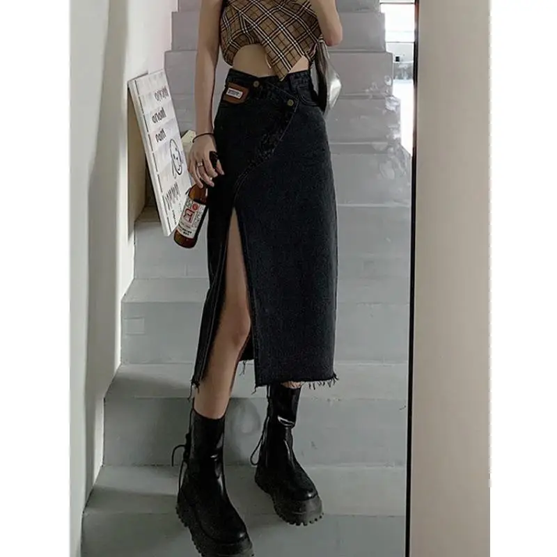 Large Size Women Denim Split Skirt High Waist Autumn - Image 5
