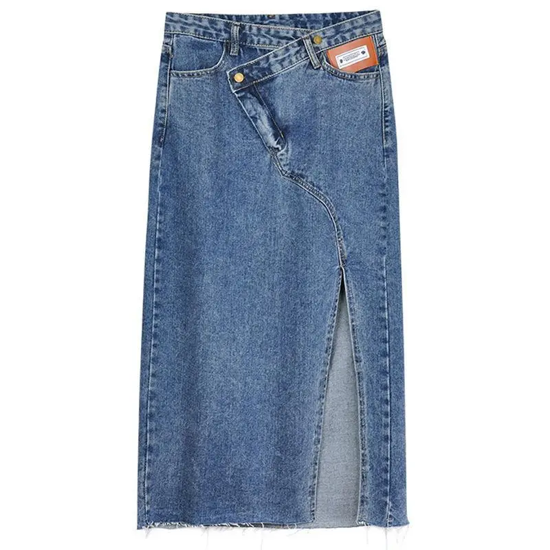 Large Size Women Denim Split Skirt High Waist Autumn - Image 7