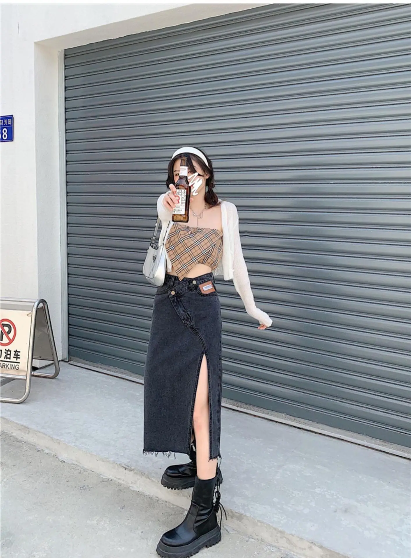 Large Size Women Denim Split Skirt High Waist Autumn — feature 11