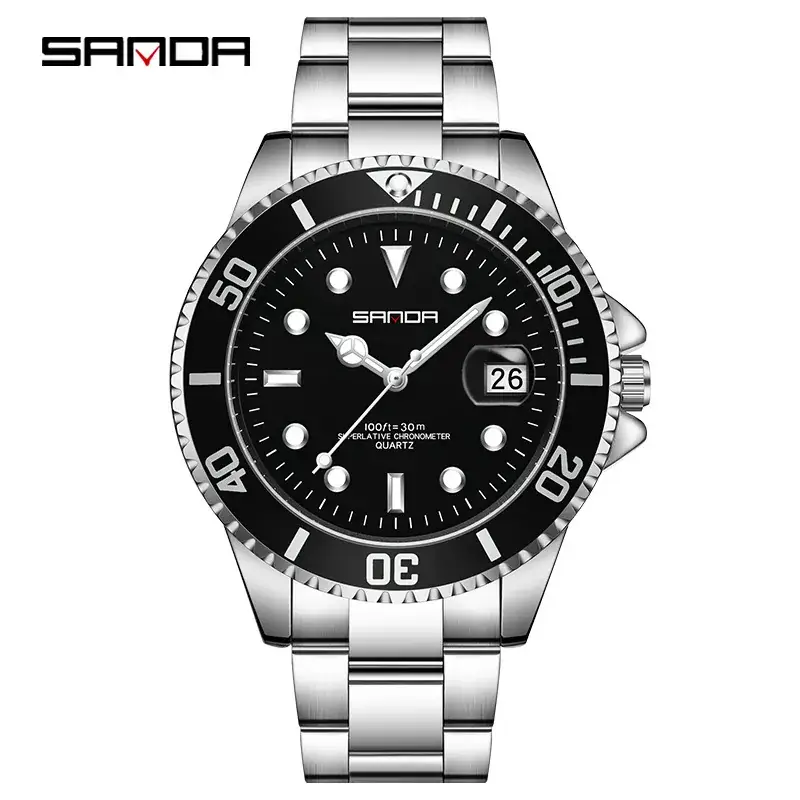 Men's Green Quartz Watch with Steel Band & Waterproof Design - Image 3