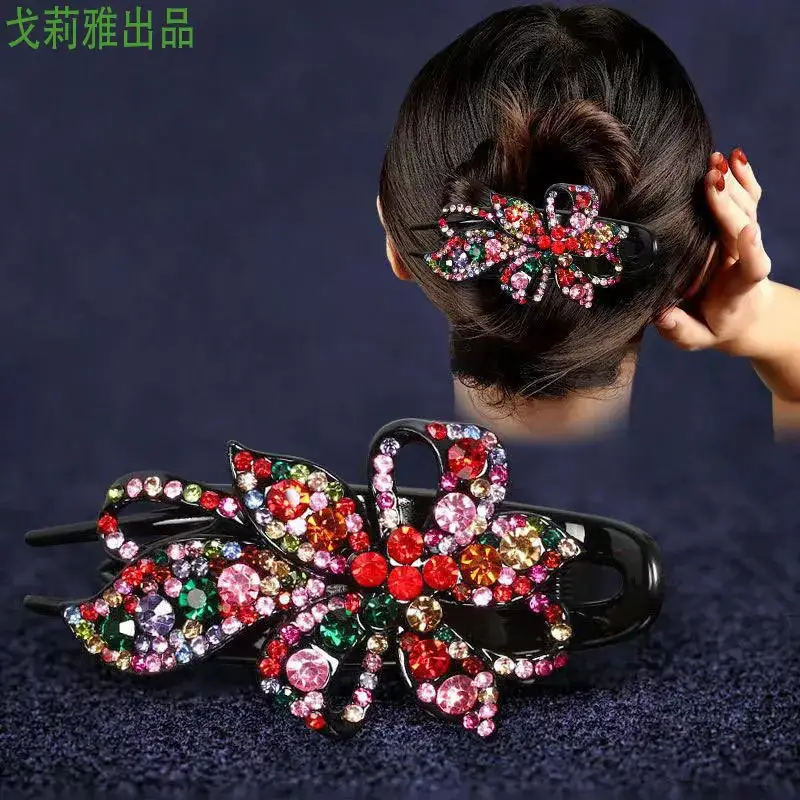 Korean Style Shark Clip Hair Accessory Black Rhinestone - Image 7