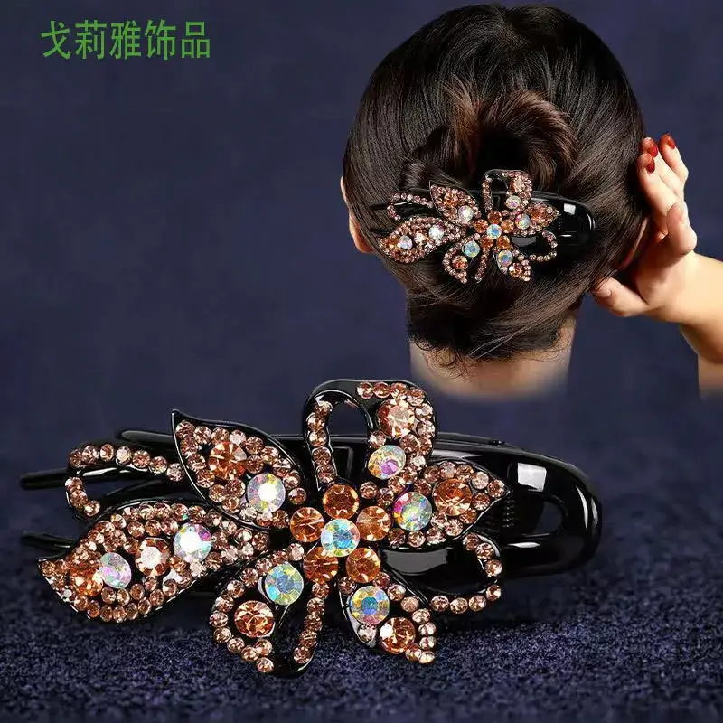 Korean Style Shark Clip Hair Accessory Black Rhinestone - Image 6