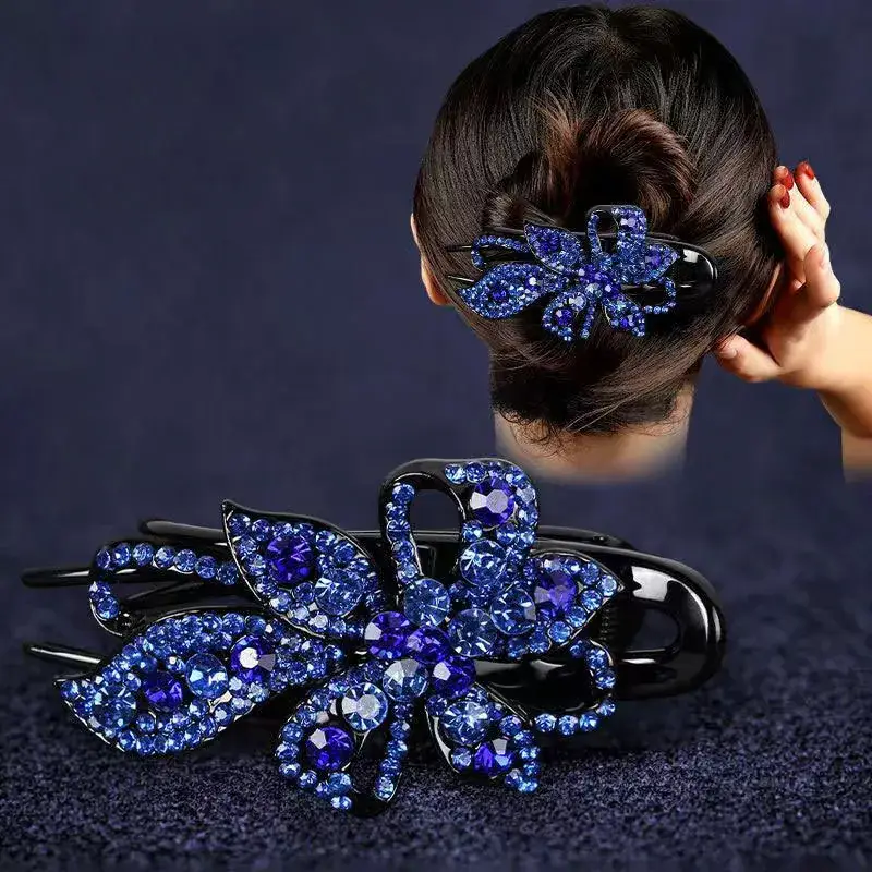 Korean Style Shark Clip Hair Accessory Black Rhinestone - Image 3