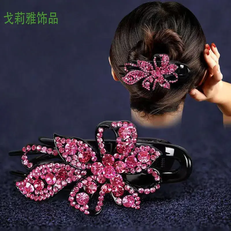 Korean Style Shark Clip Hair Accessory Black Rhinestone - Image 4