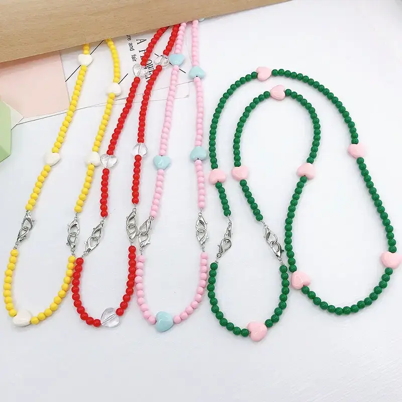 Green Pink Pearl Crossbody Chain for Women