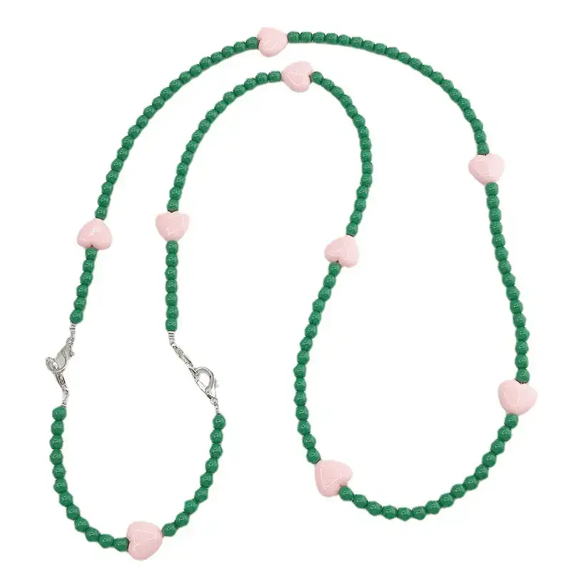Green Pink Pearl Crossbody Chain for Women