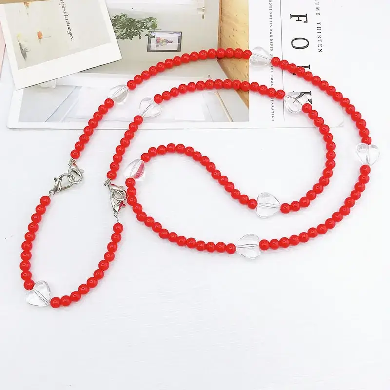 Green Pink Pearl Crossbody Chain for Women