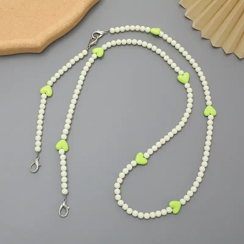 Green Pink Pearl Crossbody Chain for Women