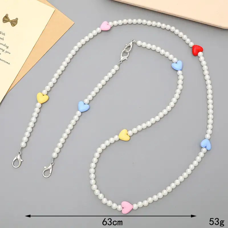 Green Pink Pearl Crossbody Chain for Women