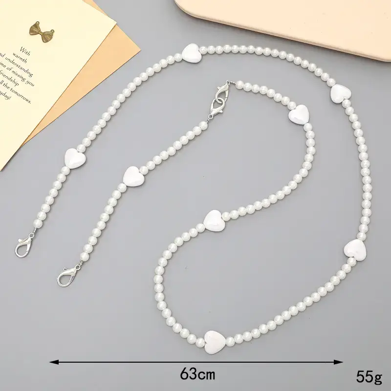 Green Pink Pearl Crossbody Chain for Women