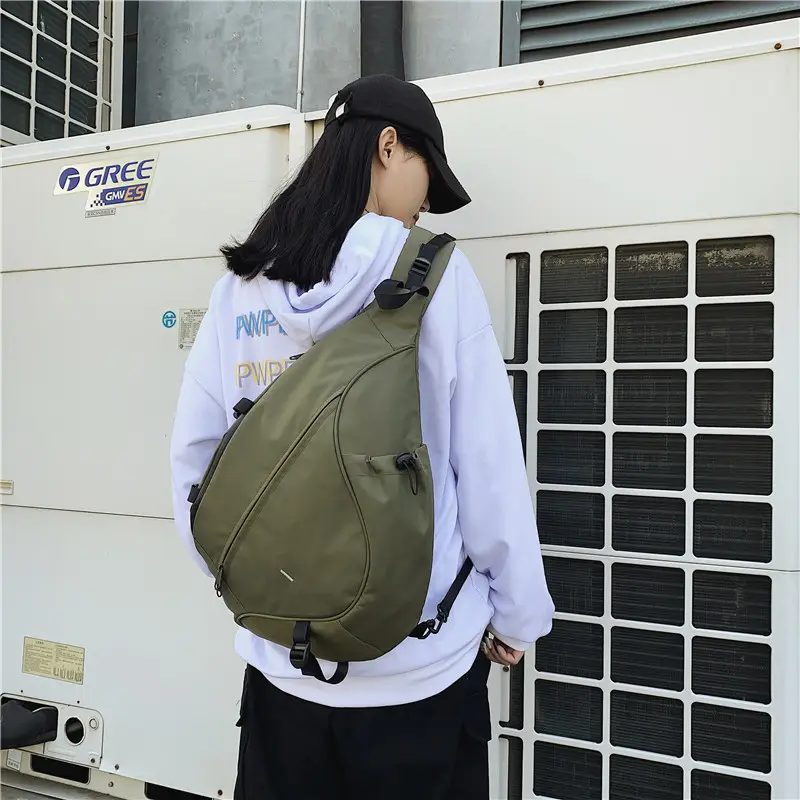 Japanese Tooling Crossbody Bag for Men Black Nylon - Image 7