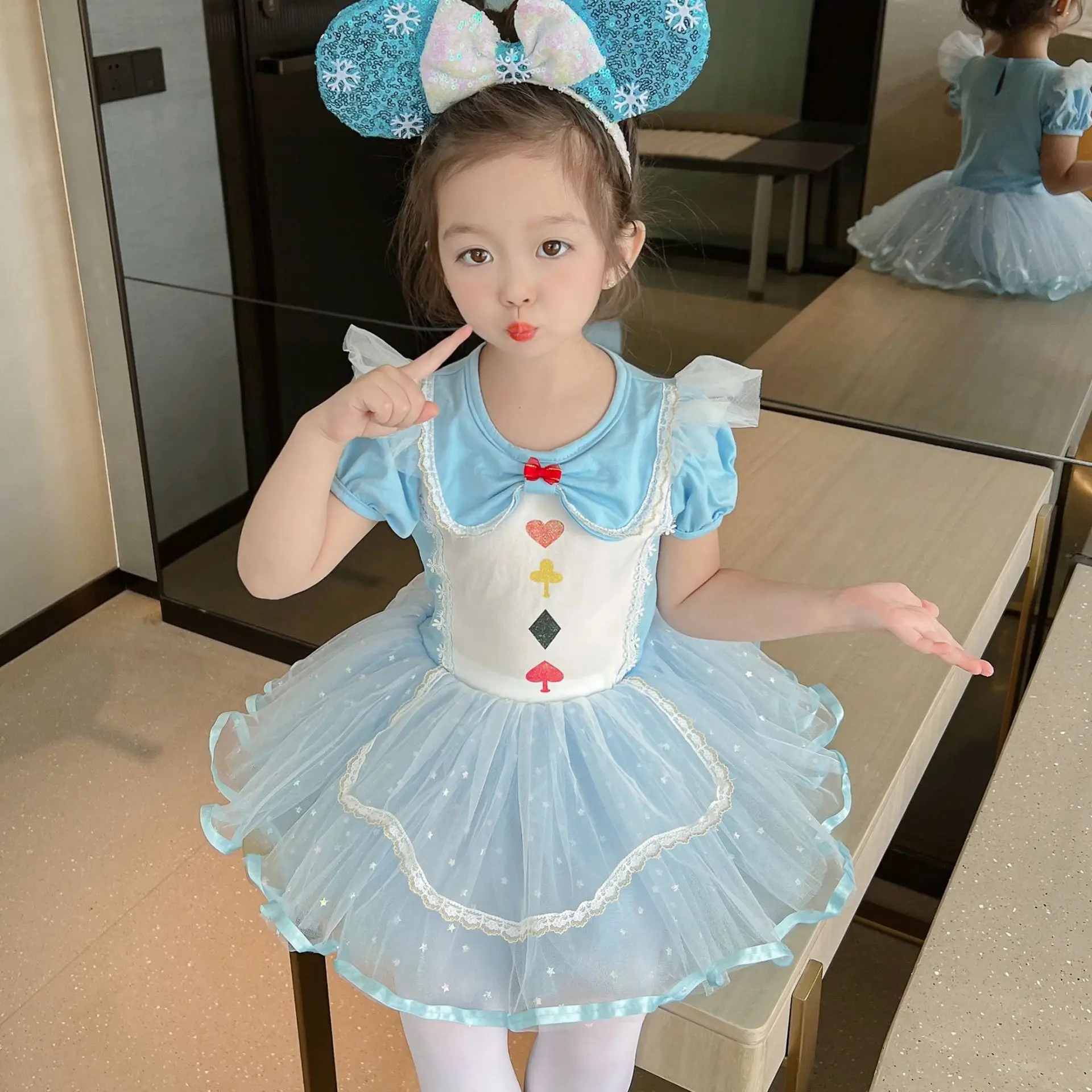 Girls Ballet Suit Training Dress Mesh Princess Dress