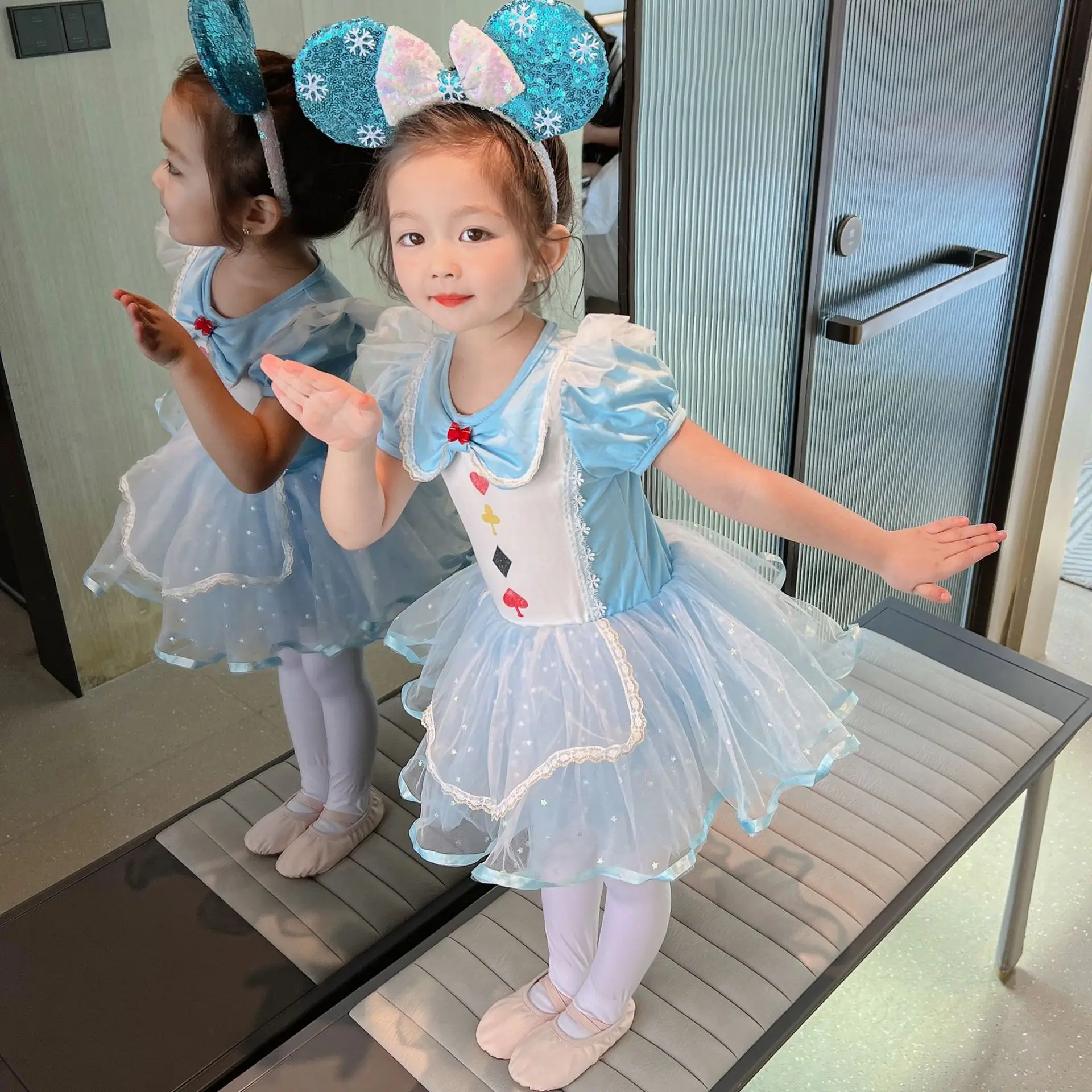 Girls Ballet Suit Training Dress Mesh Princess Dress