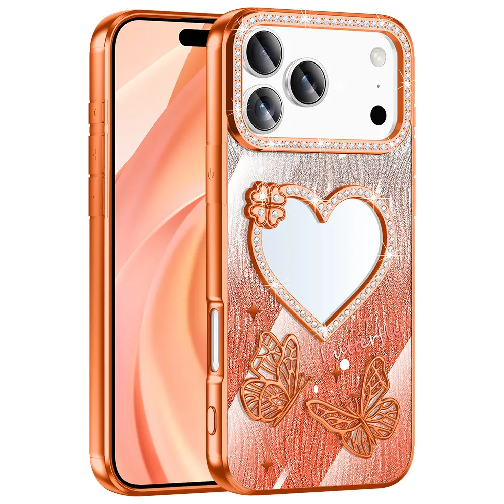 Pink Glitter Makeup Mirror Phone Case for Apple 17Promax — feature 4